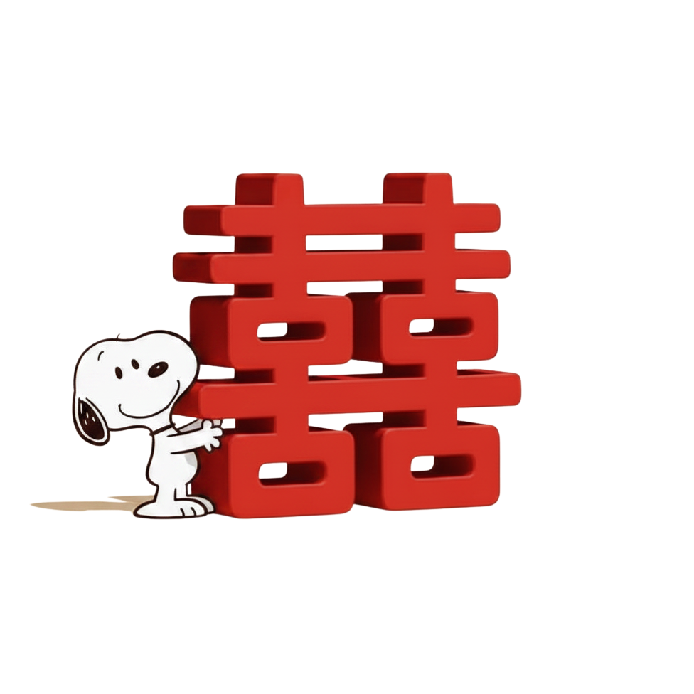 Snoopy hugging 囍